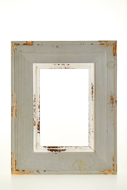 istock Gray shabby chic picture frame on white background 1124480947