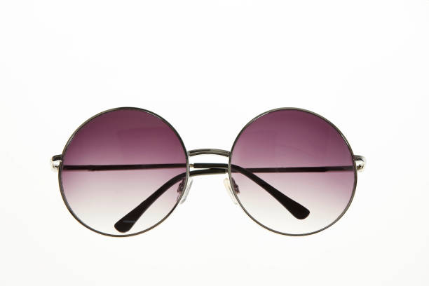 istock Round pink hippie sunglasses on white background 1124481497