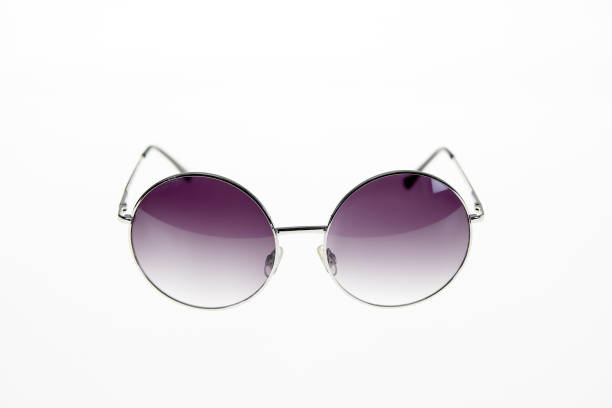 istock Round pink hippie sunglasses on white background 1124481787