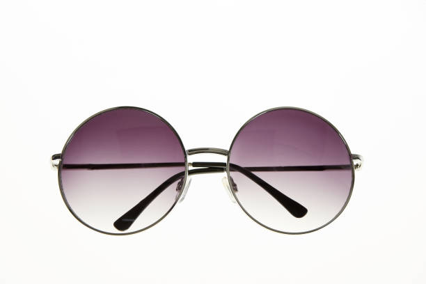istock Round pink hippie sunglasses on white background 1124481824