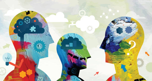 Mental Power Concept Vector illustration depicting power of mind. The illustration is made from vectorized elements took from two different acrylic paintings and some other vector elements. picture question mark pictures stock illustrations