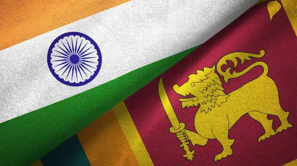 Photo of Sri Lanka and India two flags together textile cloth, fabric texture