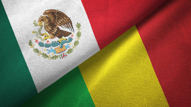 istock Mali and Mexico two flags together textile cloth, fabric texture 1124489184