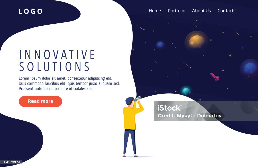 Exploring Man Vector Man Exploring Space Vector Illustration Flat Design Use In Web Project ...