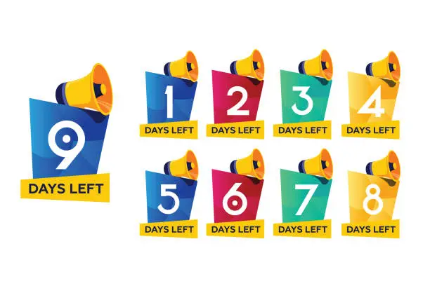 Vector illustration of Days timer, coming soon concept. Set of number days left countdown vector illustration template can be use for promotion