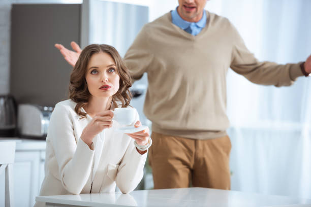 istock adult couple arguing during breakfast in morning 1124491250