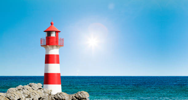 Red and White  Lighthouse stock photo