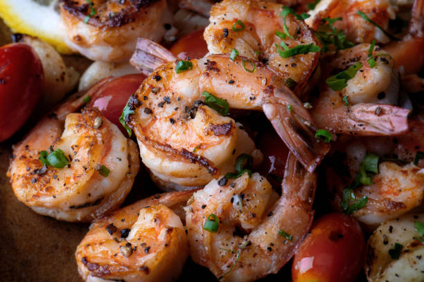 istock Grilled shrimps prawn with seasoning. 1124494716