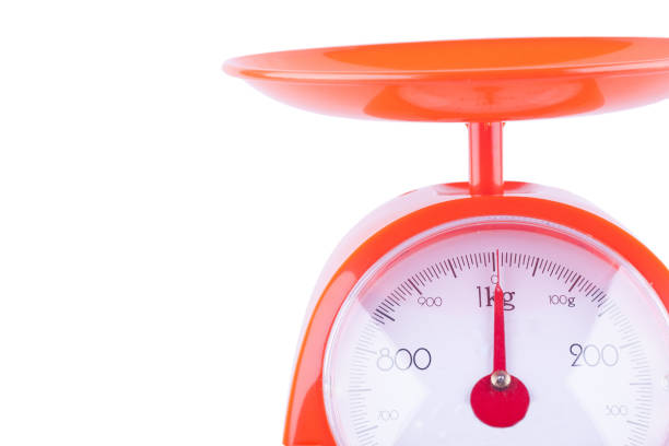 istock domestic scales set up and ready for use in a kitchen on white background kitchen equipment object isolated 1124497203