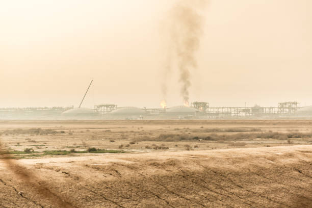 Petroleum refineries in the morning in Iraq