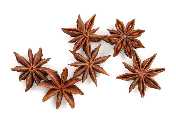 istock Star anise isolated on white background. Top view 1124498405