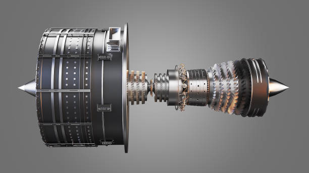 Jet engine 3d rendering 3d render of a generic looking jet turbine turbine stock pictures, royalty-free photos & images