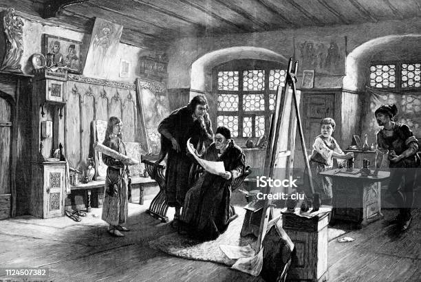 The Young Albrecht Dürer Joins Wohlgemuth As An Apprentice Teacher Stock Illustration - Download Image Now