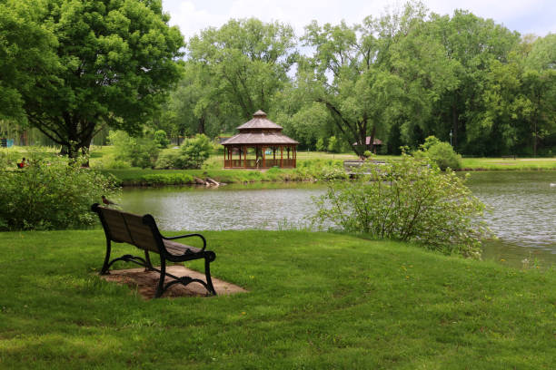 istock Midwest nature background with city park view. 1124507514