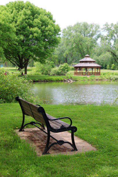 istock Midwest nature background with city park view. 1124507515