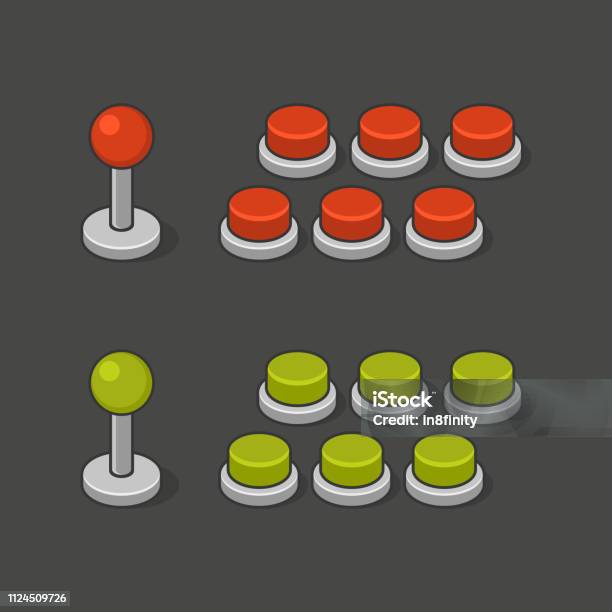 Botones Arcade Arcade Game Machine Buttons And Joystick Set Vector Stock Illustration ...