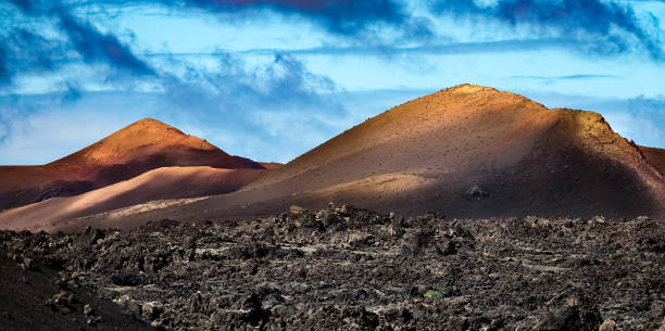 istock Colorful volcanic landscape background. 1124510010