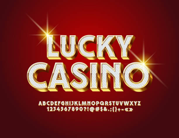 ilustraciones, imágenes clip art, dibujos animados e iconos de stock de vector etiqueta lucky casino de lujo. símbolos, números y letras del alfabeto real - capital letter