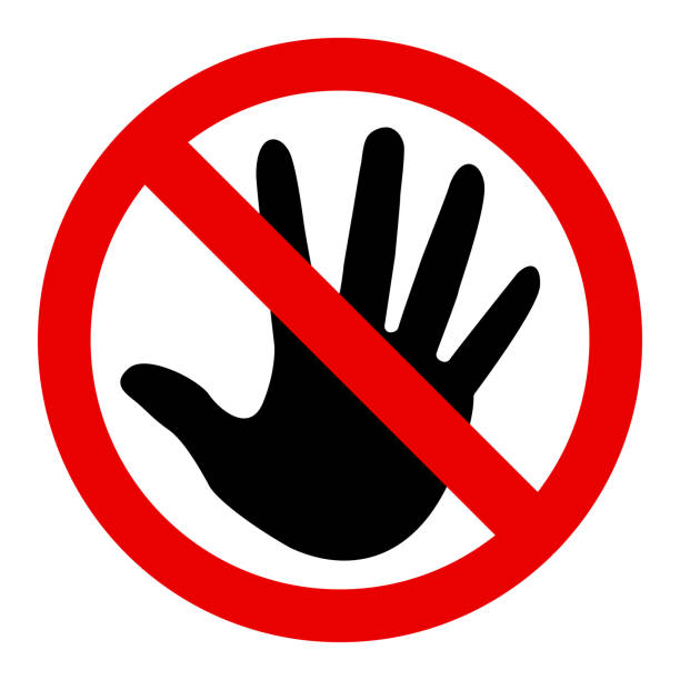 Don’t touch sign Don’t touch sign on white background. flat style. Dont stock illustrations