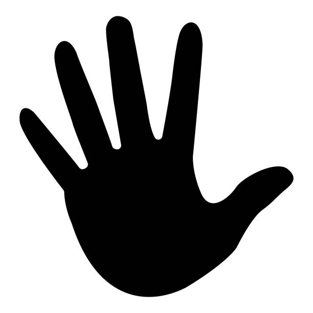 wektor czarnej ręki do znaku stop - dłoń stock illustrations