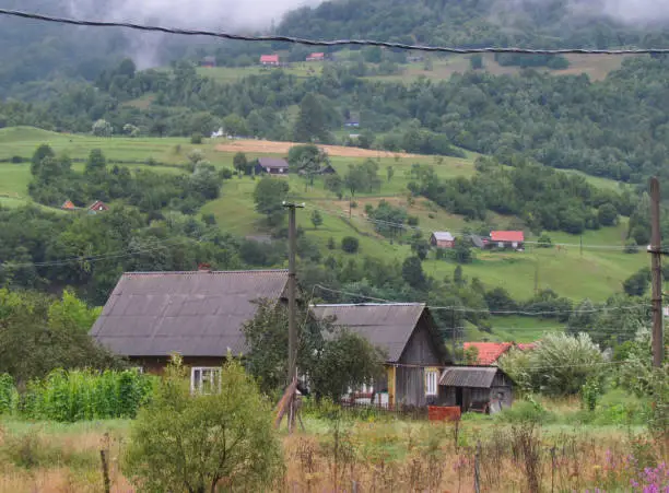 Nature in the mountains, beautiful scenery, beautiful mountain scenery, the Carpathian Mountains, a village in the mountains.