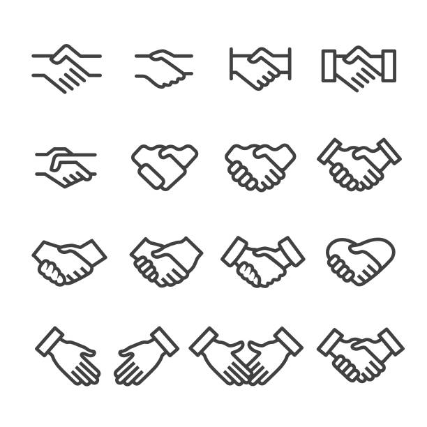 Handshake Icons - Line Series Handshake, Agreement, shareholders meeting stock illustrations