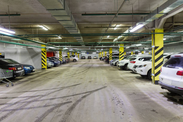 istock Underground parking with cars 1124520744