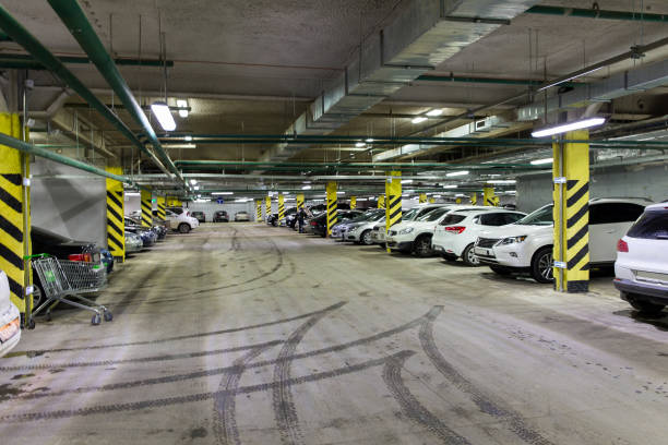 istock Underground parking with cars 1124520749