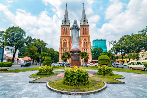 Notre Dame Cathedral in Vietnam Famous cathedral in Ho Chi Minh City. ho chi minh city stock pictures, royalty-free photos & images