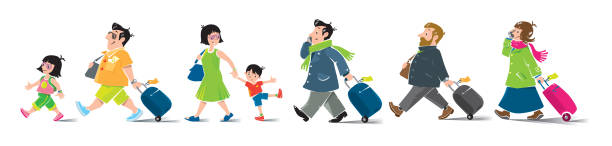 istock Funny air passengers set, men, women and children 1124530686