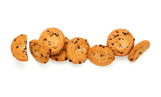 cookies with chocolate chips isolated on white