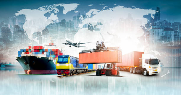 globale geschäftslogistik import export hintergrund und container fracht fracht schiff transportkonzept - transportation global business color image horizontal stock-fotos und bilder