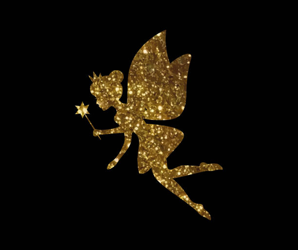 istock Golden Glitter Fairy Vector for Fashion Print Designs 1124536808