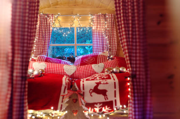 istock Hotel room in a romantic look with car and bedding 1124544068