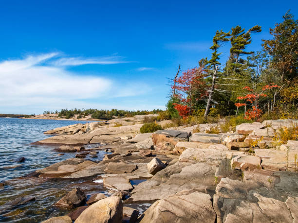 Autumn on the shore of Lake Huron, a beautiful autumn landscape Autumn on the shore of Lake Huron, a beautiful autumn landscape. northern ontario stock pictures, royalty-free photos & images