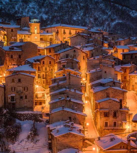 istock The beautiful Scanno covered in snow during a cold winter evening. Abruzzo, central Italy. 1124548443
