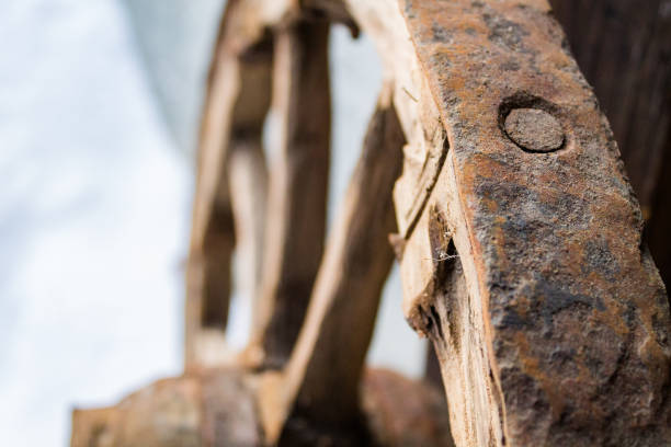 Handmade old wooden wheel. Approximately the 19th century
