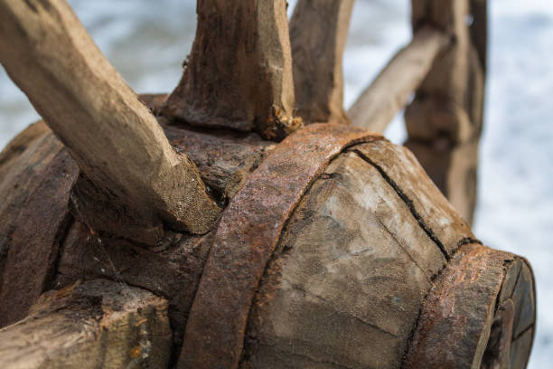 istock Handmade old wooden wheel. Approximately the 19th century 1124551973