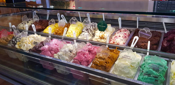 Ice cream in El Calafate, Patagonia, Argentina stock photo