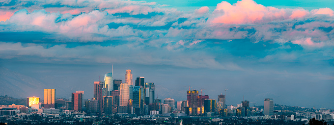 Los Angeles skyline right after sunset