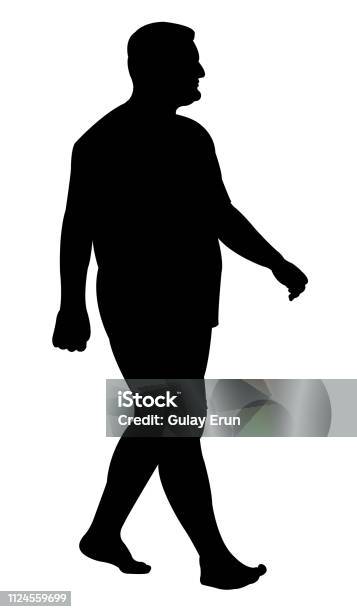 A Man Body Silhouette Vector Stock Illustration - Download Image Now - In Silhouette, Overweight, Men