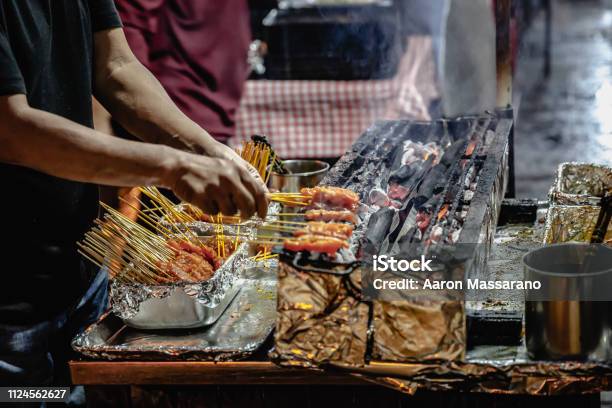 Satay Master Stock Photo - Download Image Now - Singapore City, Singapore, Market Vendor