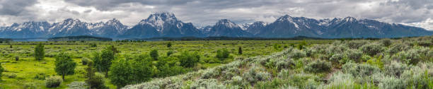 istock Wide Panorama of Tetons 1124562757