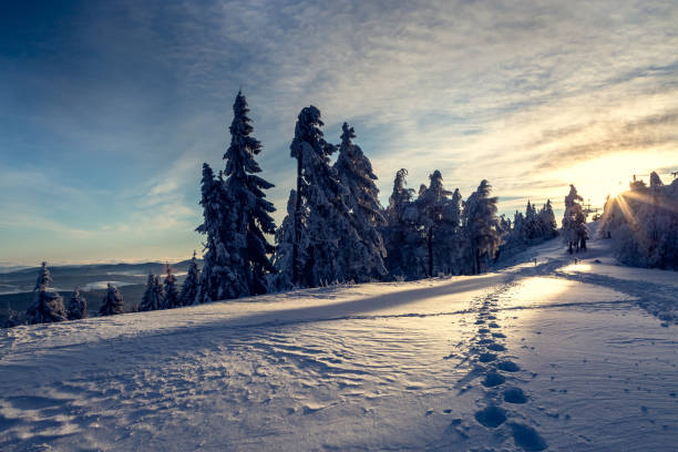 istock Sunrise in winter in the mountains. 1124564364
