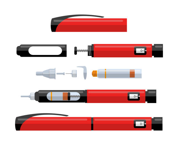 ilustrações de stock, clip art, desenhos animados e ícones de part of diabetic insulin pen - insulin vial diabetes syringe