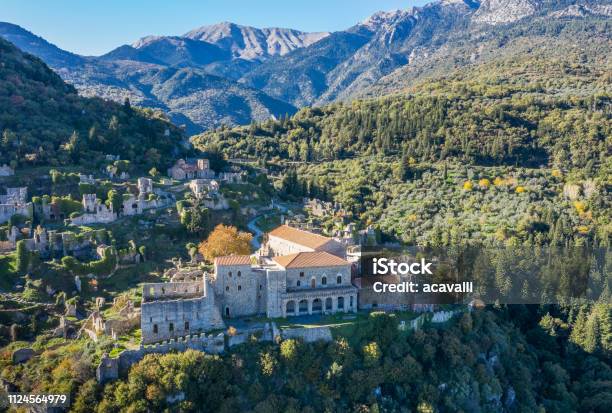 Old Castle Ruins On A Mountain Stock Photo - Download Image Now - Mistras, Greece, Peloponnese