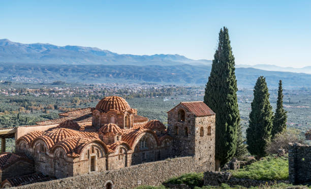 Greece. Orthodox Church Greece. Peloponnese. Sparta. The Mystras Castle. Orthodox church in the Mystras Castle complex sparta greece photos stock pictures, royalty-free photos & images