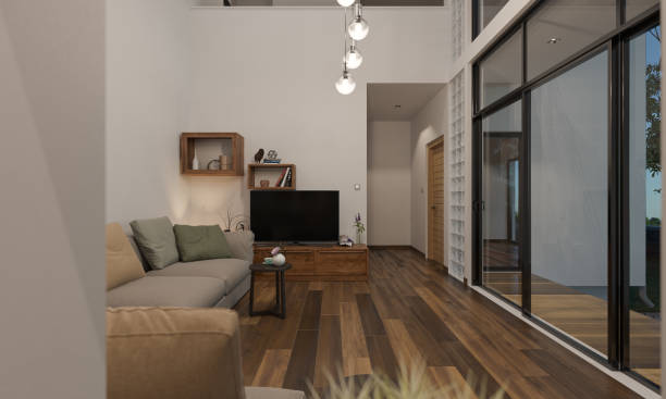 istock Illuminated Living Room During Sunset 1124566544