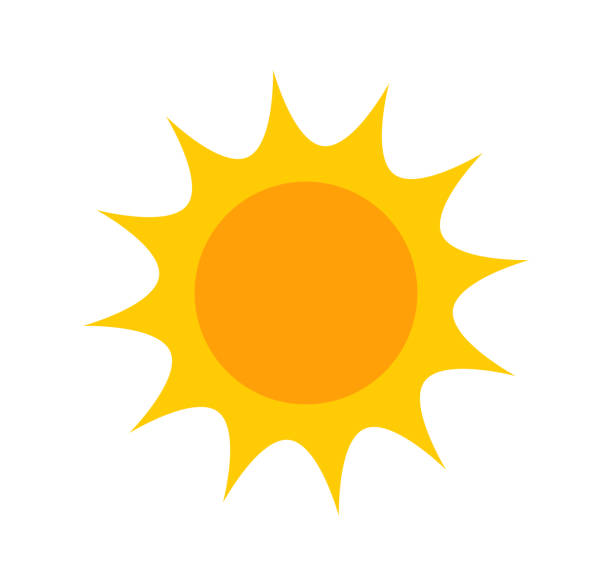 niedlichen flach sonnensymbol - sun stock-grafiken, -clipart, -cartoons und -symbole