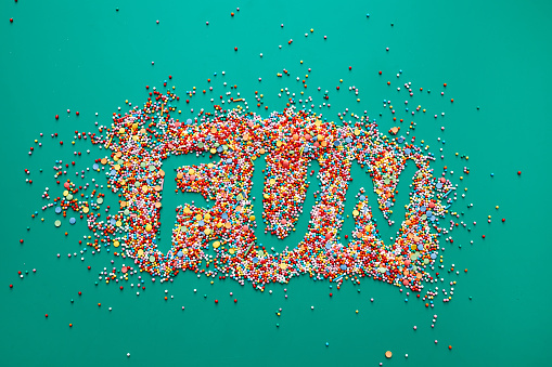 Fun word written on sprinkles